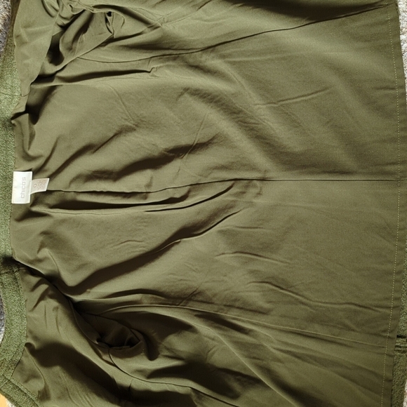 Chico's Military Army Green Ruffled Front Wool Blend Lined Jacket Blazer y2k - Picture 8 of 13